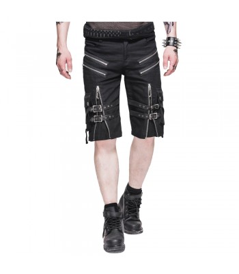 Men Steampunk Casual Short Belt Rock Zipper Summer Gothic Short Pant 